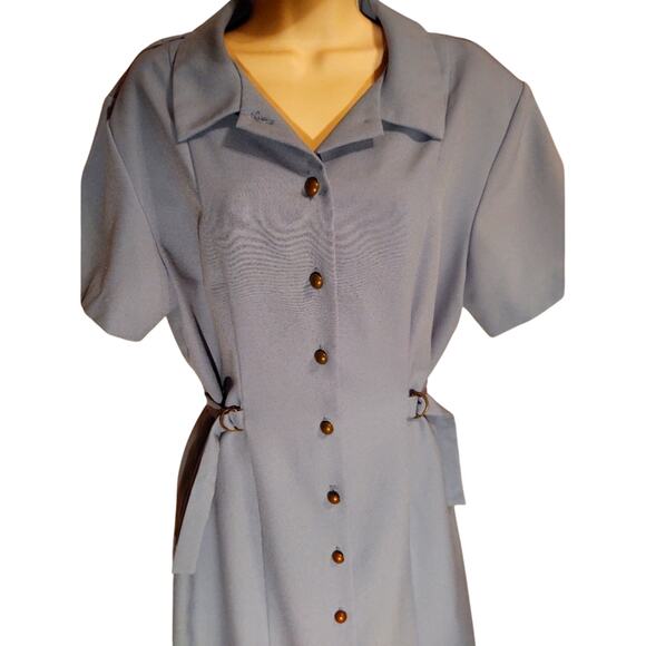 Vintage - Habits - Periwinkle Shirt Dress - Adjustable Waist - Size 18P - Picture 5 of 7